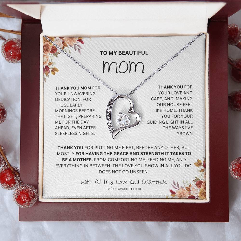 TO MY BEAUTIFUL MOM FOREVER LOVE NECKLACE