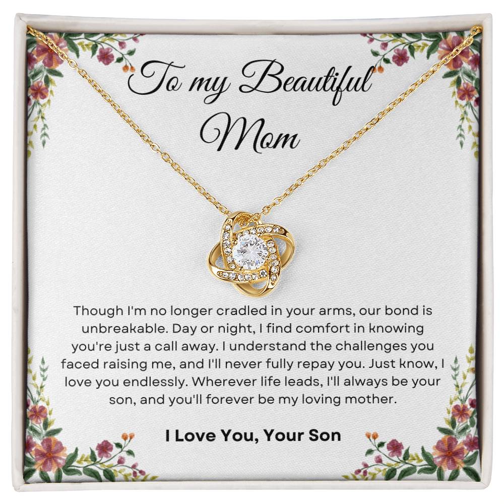 To My Beautiful Mom  Love Knot Necklace