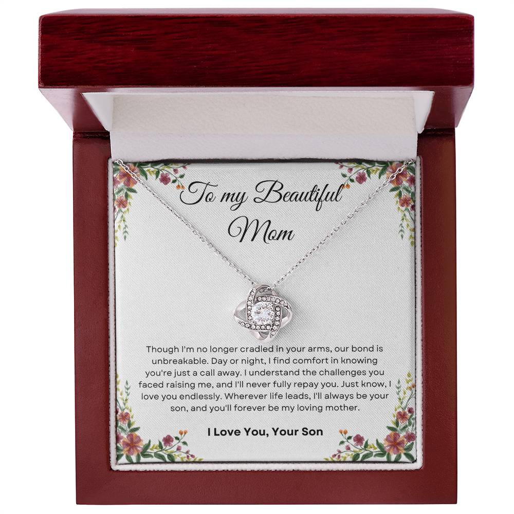 To My Beautiful Mom  Love Knot Necklace