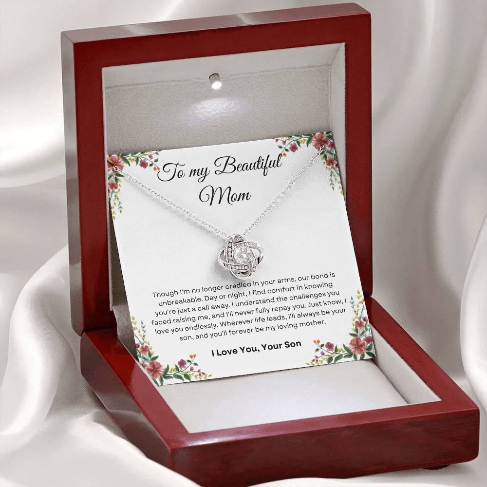 To My Beautiful Mom  Love Knot Necklace